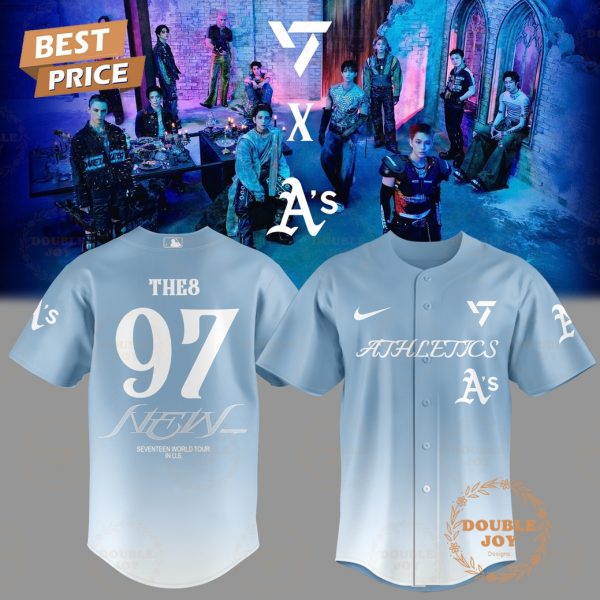 Oakland Athletics x SEVENTEEN THE8 Num97 World Tour 2025 Sky Blue Baseball Jersey