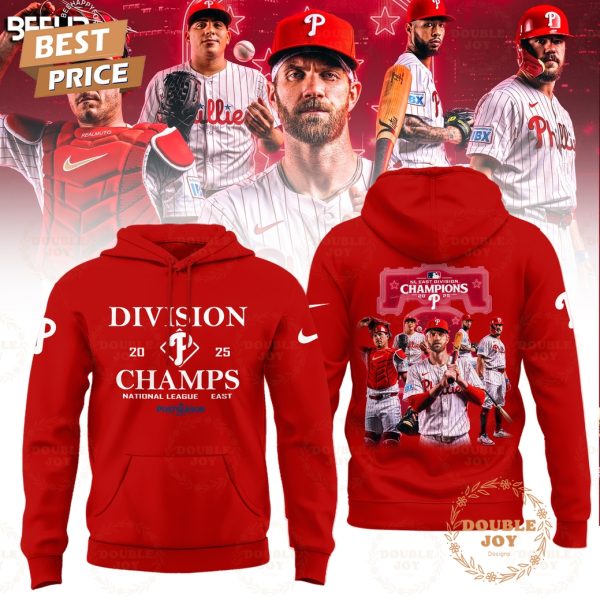 Philadelphia Phillies 2025 NL East Division Champs Hoodie – Red