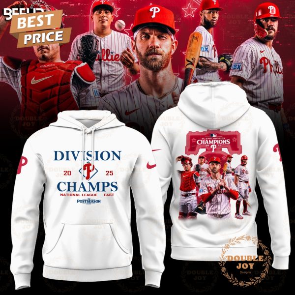 Philadelphia Phillies 2025 NL East Division Champs Hoodie – White