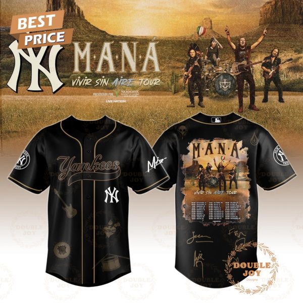 New York Yankees x MANÁ Tour 2025 Black Edition Baseball Jersey