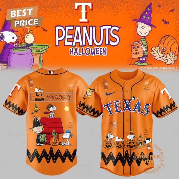 Texas Rangers x Halloween Peanuts Orange Baseball Jersey