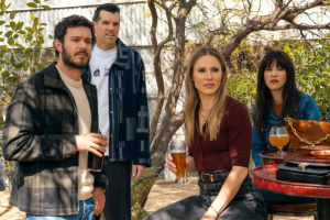 Adam Brody, Timothy Simons, Kristen Bell and Jackie Tohn in Nobody Wants This