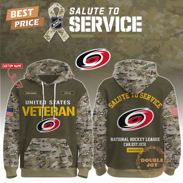Carolina Hurricanes x NHL Salute To Service Custom Name 2025 Hoodie