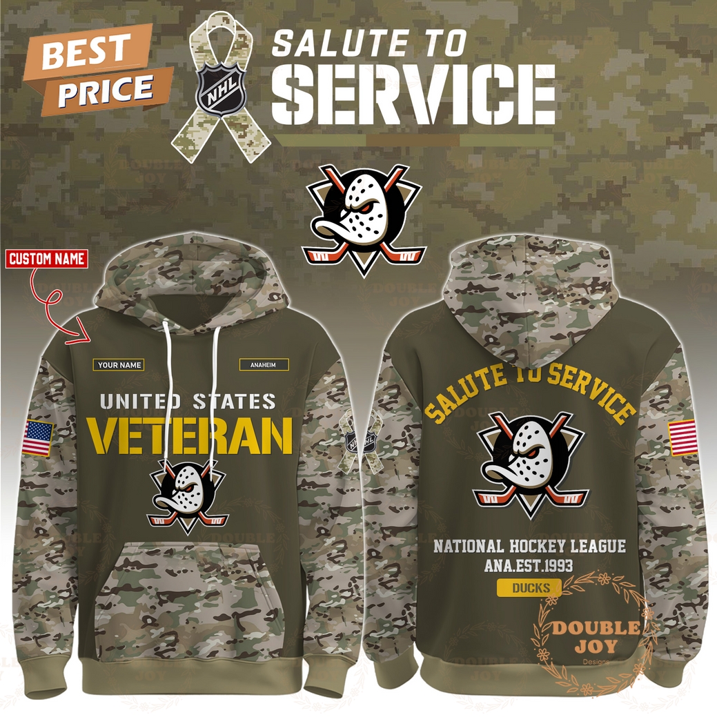 Anaheim Ducks x NHL Salute To Service Custom Name 2025 Hoodie Anaheim Ducks x NHL Salute To Service Custom Name 2025 Hoodie