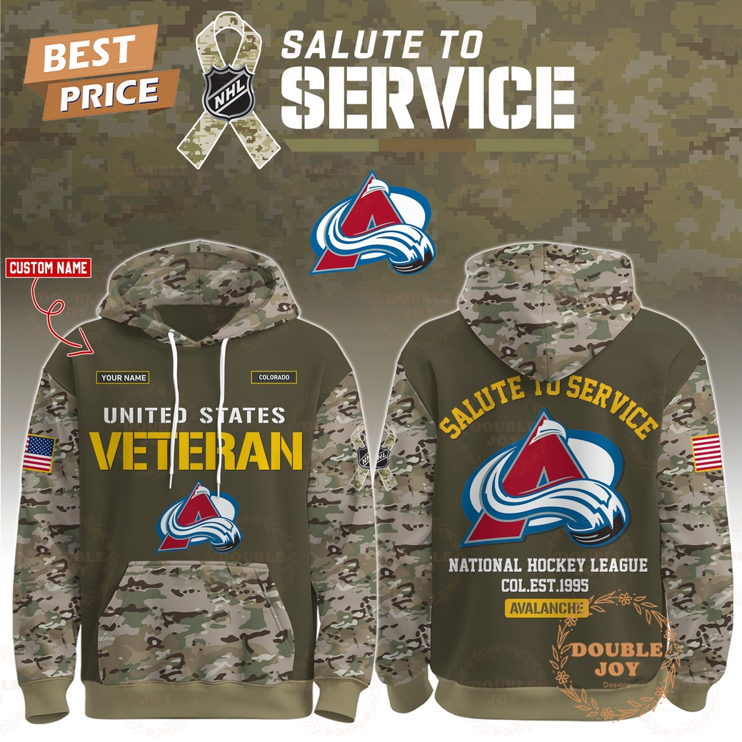 Colorado Avalanche x NHL Salute To Service Custom Name 2025 Hoodie Colorado Avalanche x NHL Salute To Service Custom Name 2025 Hoodie