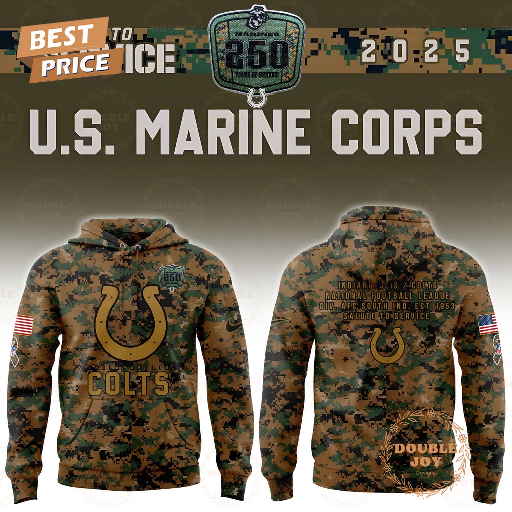 Indianapolis Colts x 250TH Marines Salute To Service 2025 Hoodie