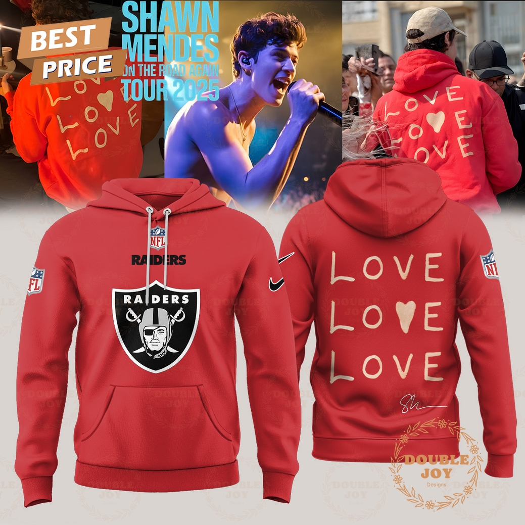Las Vegas Raiders x Shawn Mendes Tour 2025 On The Road Again Hoodie Las Vegas Raiders x Shawn Mendes Tour 2025 On The Road Again Hoodie