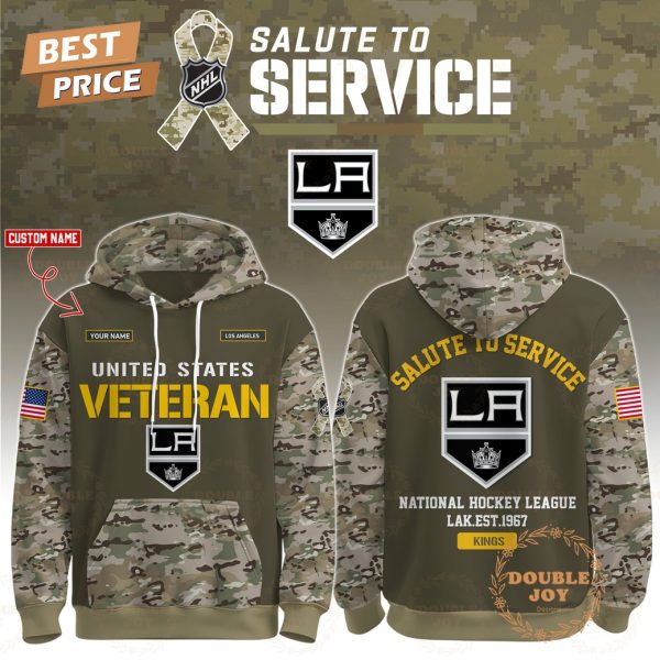 Los Angeles Kings x NHL Salute To Service Custom Name 2025 Hoodie