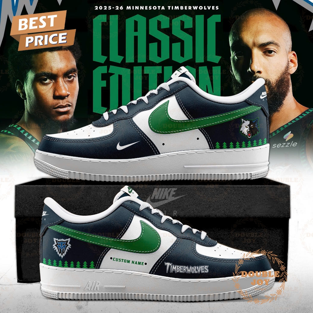 Minnesota Timberwolves Classic Edition Custom Name 2025 Air Force 1 Sneakers Minnesota Timberwolves Classic Edition Custom Name 2025 Air Force 1 Sneakers