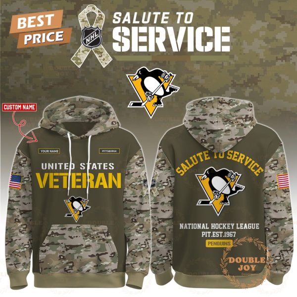 Pittsburgh Penguins x NHL Salute To Service Custom Name 2025 Hoodie