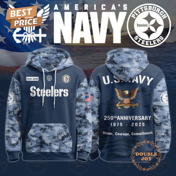 Pittsburgh Steelers x America’s Navy 250th Anniversary 1975-2025 Custom Name Hoodie