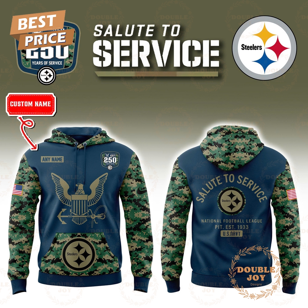 Pittsburgh Steelers x Salute To Service NAVY 250TH Anniversary Custom Name 2025 Hoodie Pittsburgh Steelers x Salute To Service NAVY 250TH Anniversary Custom Name 2025 Hoodie