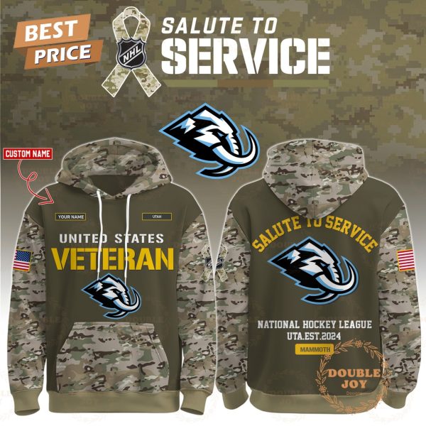 Utah Mammoth x NHL Salute To Service Custom Name 2025 Hoodie