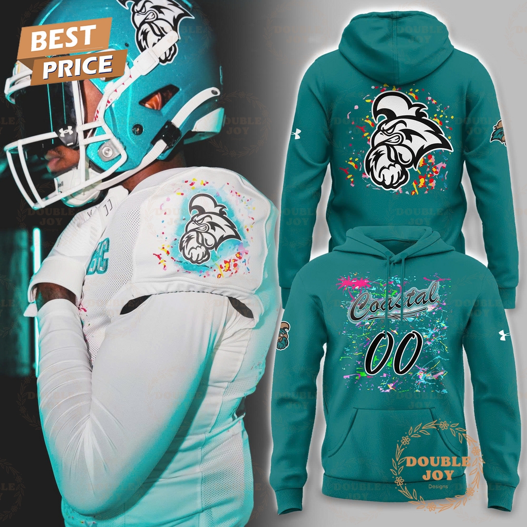Coastal Carolina Chanticleers Airbrush Design Custom Number 2025 Hoodie Coastal Carolina Chanticleers Airbrush Design Custom Number 2025 Hoodie