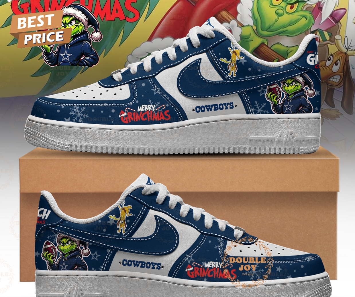 Dallas Cowboys X Merry Grichmas 2025 Air Force 1 Sneakers Dallas Cowboys X Merry Grichmas 2025 Air Force 1 Sneakers