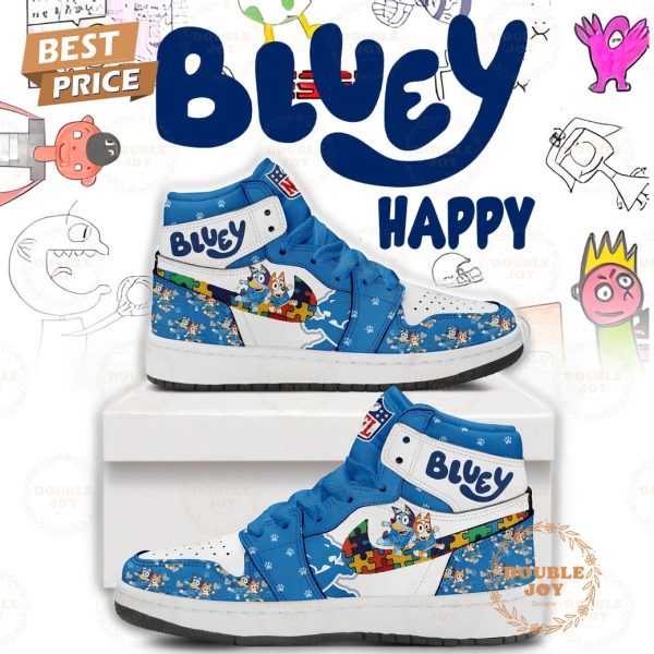Detroit Lions x Happy Autism Bluey 2025 Air Jordan 1 Hightop Shoes