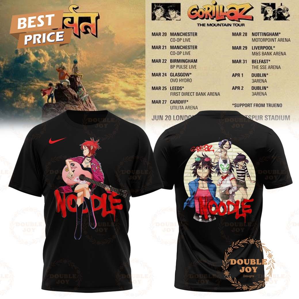 Gorillaz x NOODLE The Mountain Tour 2026 T-Shirt, Hoodie Gorillaz x NOODLE The Mountain Tour 2026 T-Shirt, Hoodie