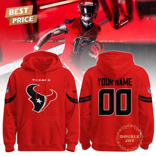 Houston Texans x Battle Red Custom Name and Number 2025 Hoodie