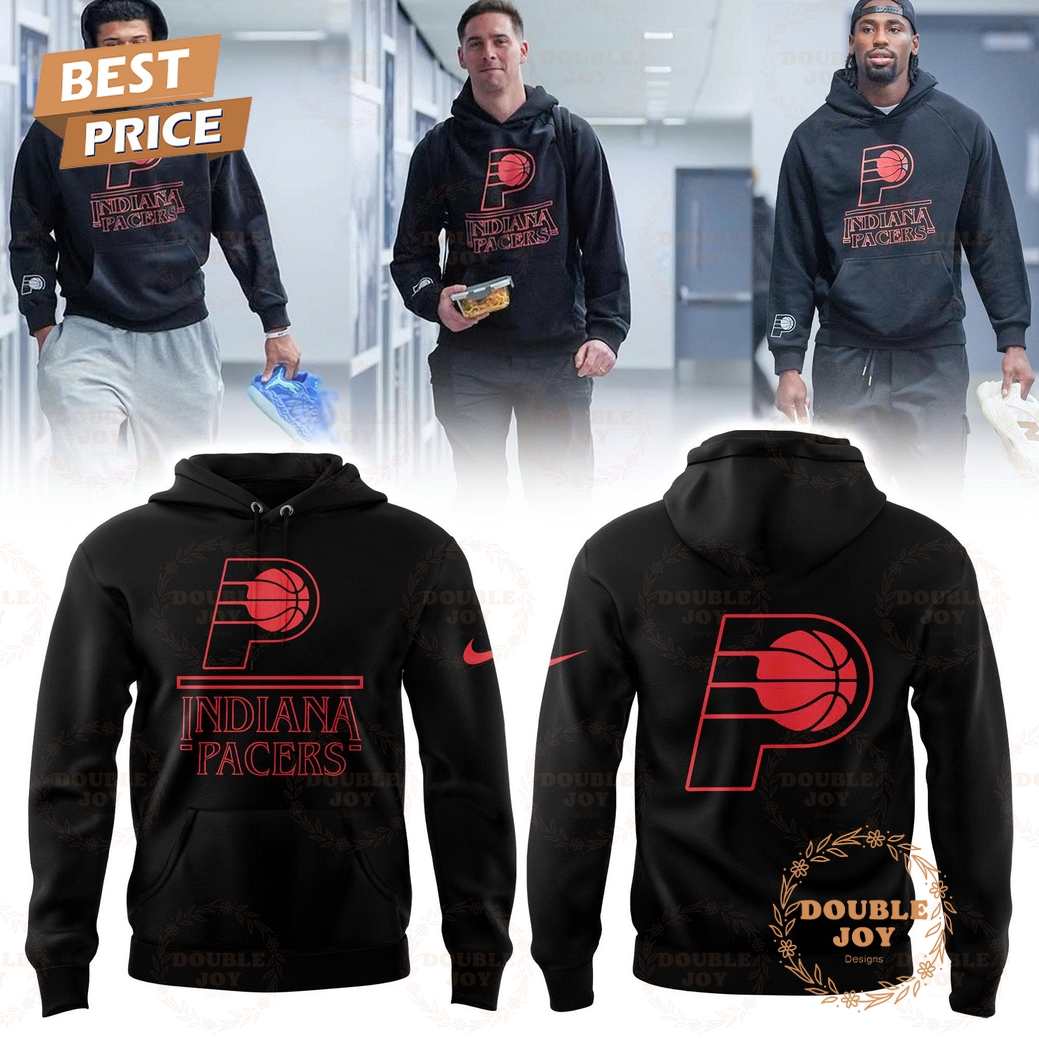 Indiana Pacers x Stranger Things 2025 Black Hoodie Indiana Pacers x Stranger Things 2025 Black Hoodie