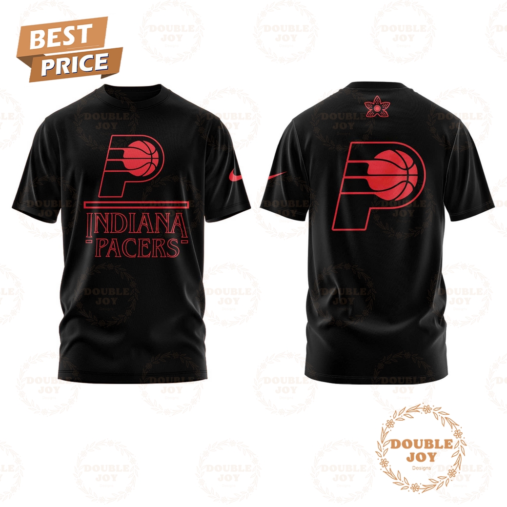 Indiana Pacers x Stranger Things 2025 Black Hoodie Indiana Pacers x Stranger Things 2025 Black Hoodie