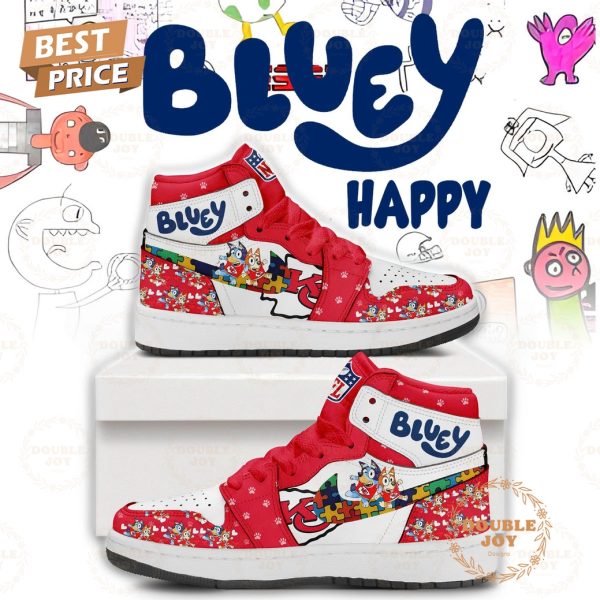 Kansas City Chiefs x Happy Autism Bluey 2025 Air Jordan 1 Hightop Shoes