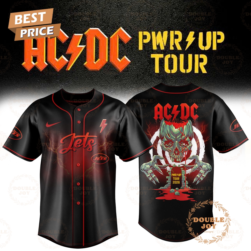 New York Jets x AC DC Tour 2025 PWR UP Baseball Jersey New York Jets x AC DC Tour 2025 PWR UP Baseball Jersey