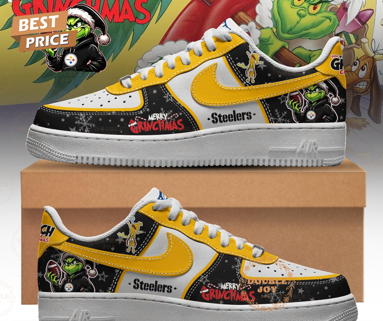 Pittsburgh Steelers X Merry Grichmas 2025 Air Force 1 Sneakers