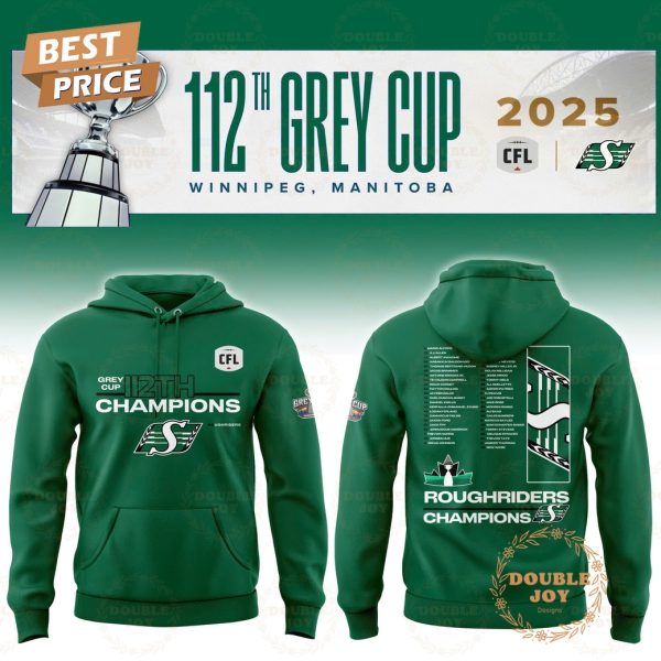 Saskatchewan Roughriders x Grey Cup 2025 112th Champions Hoodie