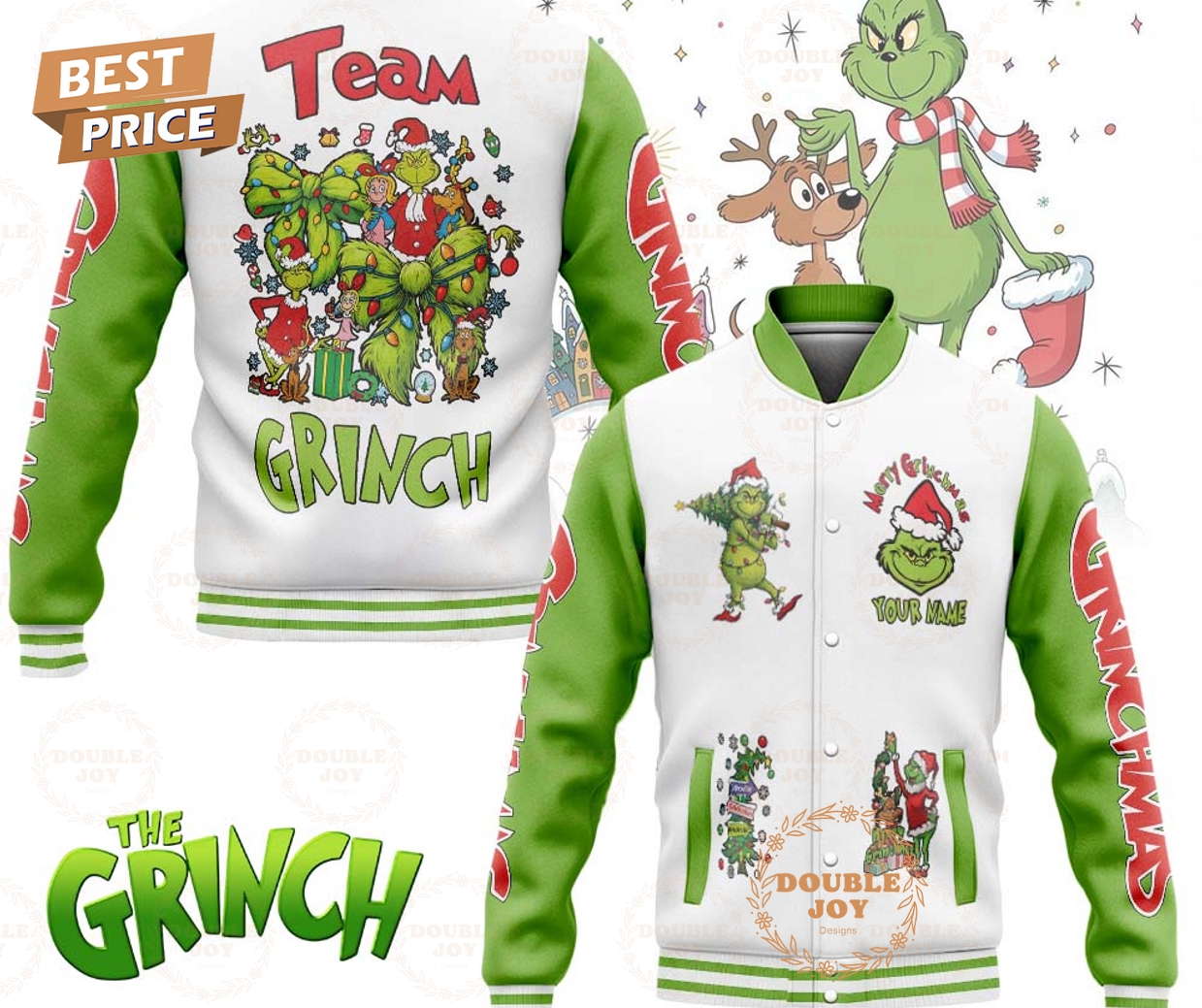 The Grinch X Christmas Custom Name 2025 Baseball Jacket The Grinch X Christmas Custom Name 2025 Baseball Jacket
