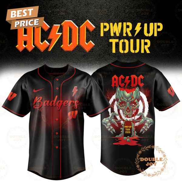 Wisconsin Badgers x AC DC Tour 2025 PWR UP Baseball Jersey