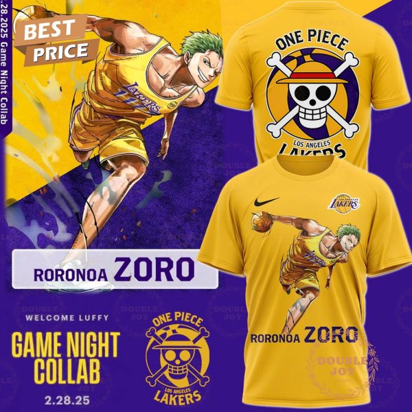 Zoro One Piece x Los Angeles Lakers Game Night T-Shirt, Hoodie