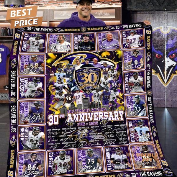 Baltimore Ravens 30th Anniversary 1996-2026 Fleece Blanket