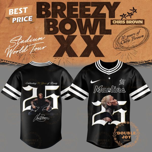 Chris Brown x Miami Marlins Breezy Bowl XX 25 Baseball Jersey