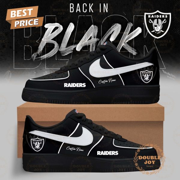 Las Vegas Raiders x Back In Black Custom Name 2025 Air Force 1 Sneakers