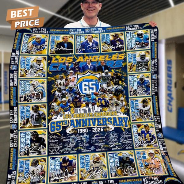 Los Angeles Chargers 65th Anniversary 1960-2025 Fleece Blanket