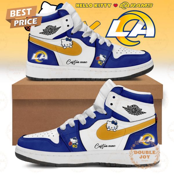 Los Angeles Rams x Hello Kitty 2025 Custom Name Navy Air Jordan 1 Hightop Shoes