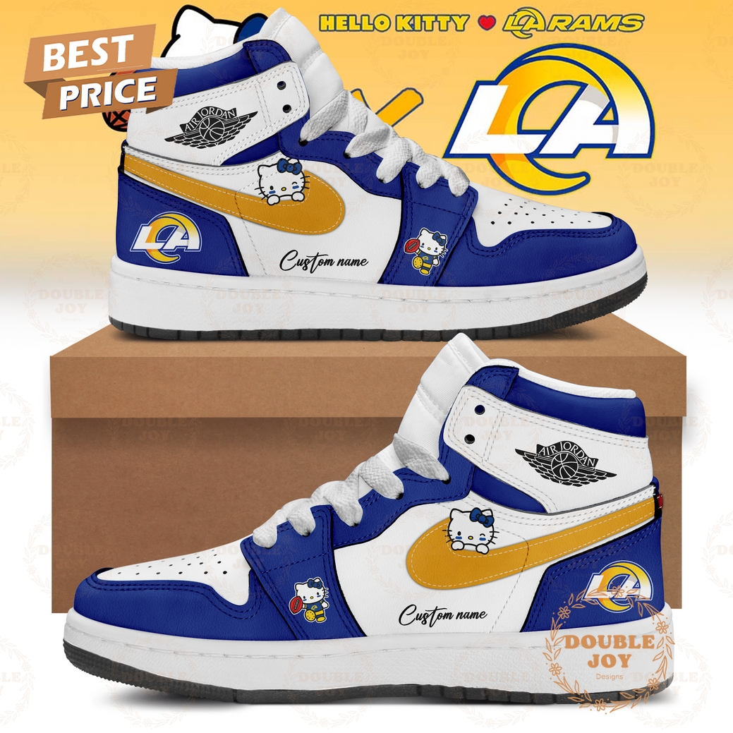 Los Angeles Rams x Hello Kitty 2025 Custom Name Navy Air Jordan 1 Hightop Shoes Los Angeles Rams x Hello Kitty 2025 Custom Name Navy Air Jordan 1 Hightop Shoes
