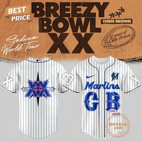 Miami Marlins x Chris Brown Breezy Bowl XX White Baseball Jersey