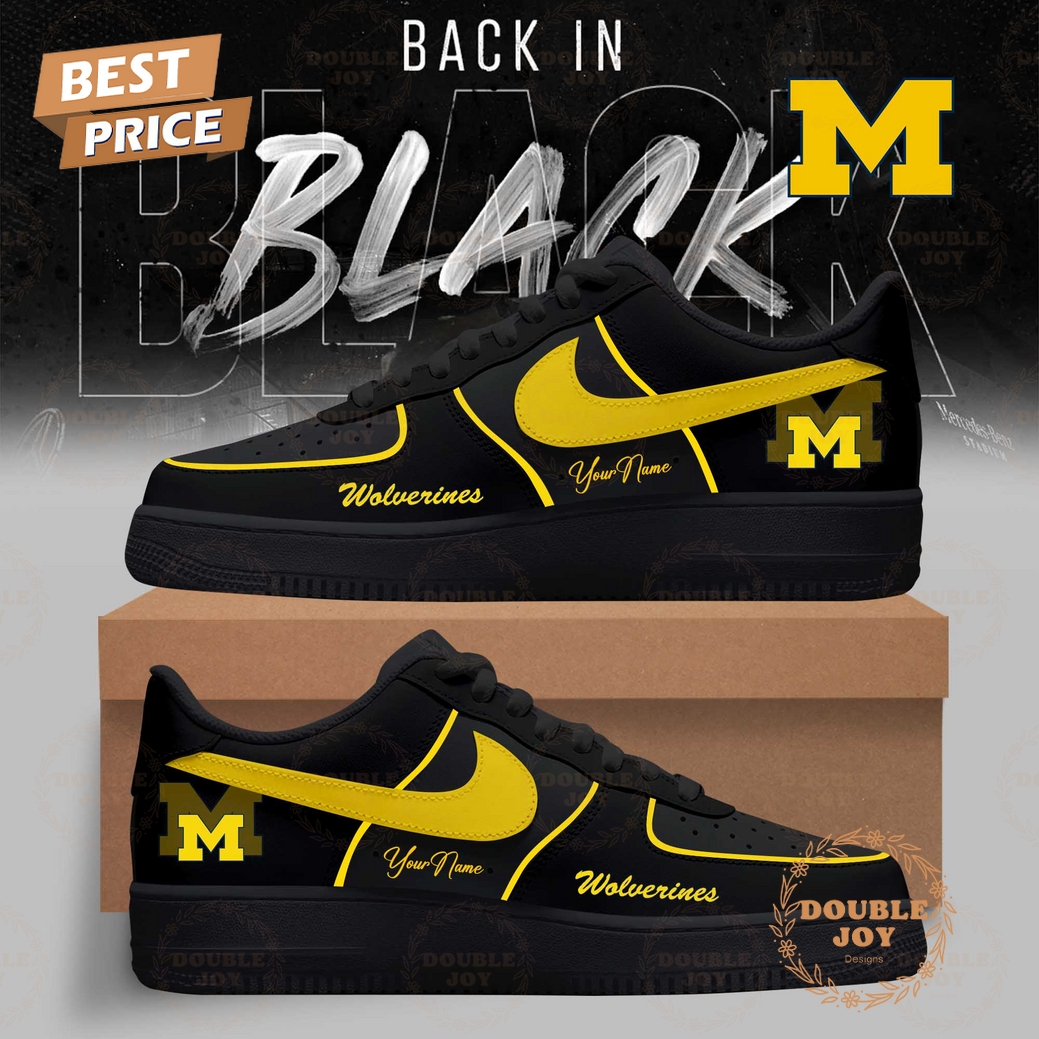 Michigan Wolverines x Back In Black Custom Name 2025 Air Force 1 Sneakers Michigan Wolverines x Back In Black Custom Name 2025 Air Force 1 Sneakers