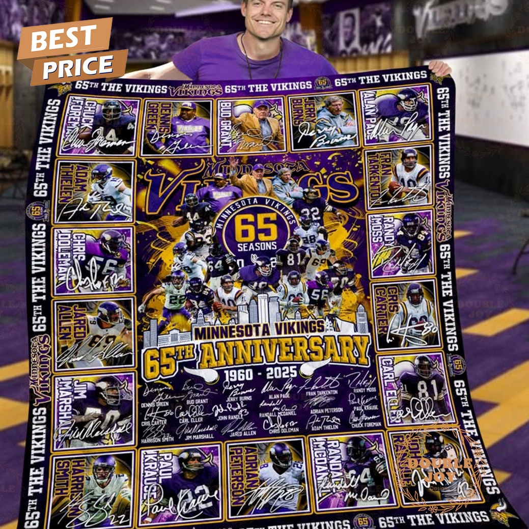 Minnesota Vikings 65th Anniversary 1960-2025 Blanket Minnesota Vikings 65th Anniversary 1960-2025 Blanket