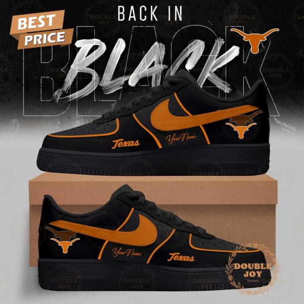 Texas Longhorns x Back In Black Custom Name 2025 Air Force 1 Sneakers