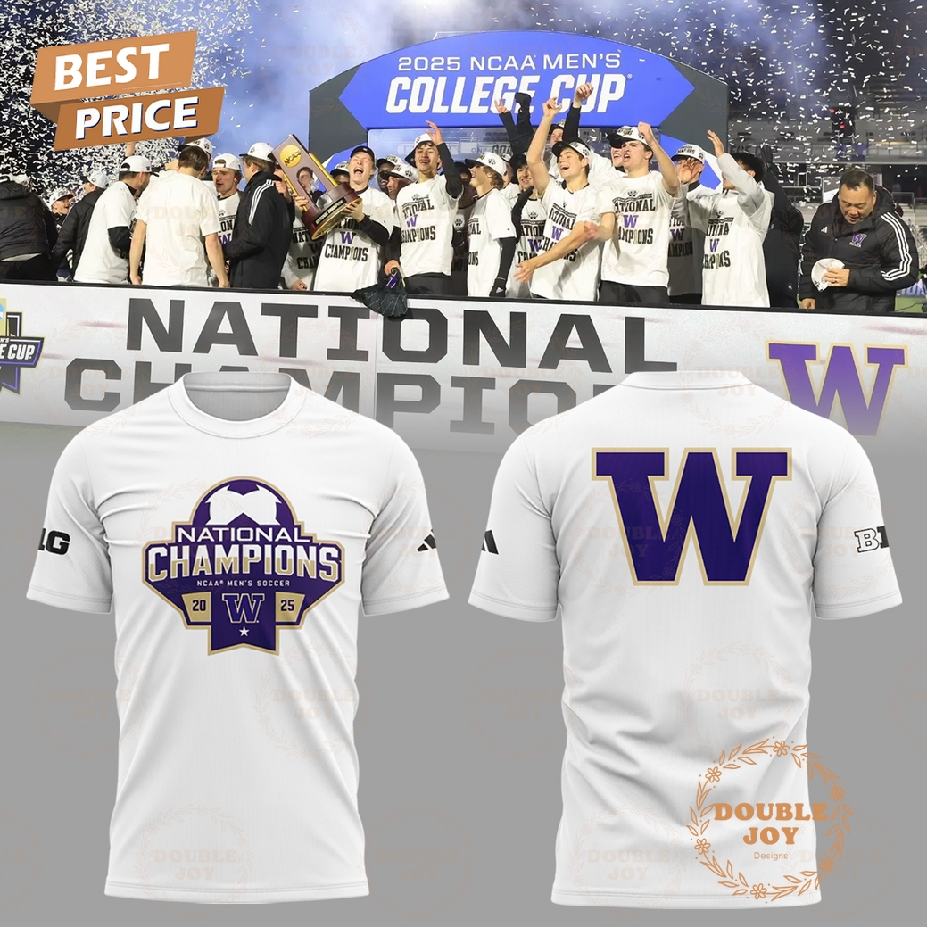 Washington Huskies NCAA Men's Cup National Champions 2025 White Hoodie Washington Huskies NCAA Men's Cup National Champions 2025 White Hoodie