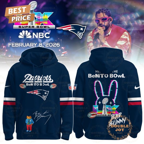 Bad Bunny x New England Patriots Super Bowl 2026 Hoodie – Navy