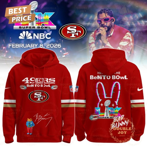 Bad Bunny x San Francisco 49ers Super Bowl 2026 Hoodie – Red