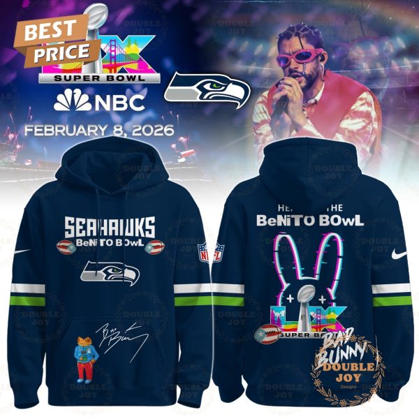 Bad Bunny x Seattle Seahawks Super Bowl 2026 Hoodie – Navy