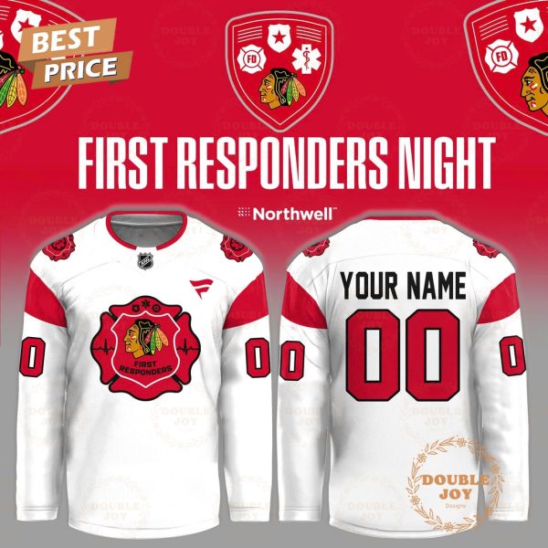 Chicago Blackhawks First Responders Night 2026 Custom Name Hockey Jersey