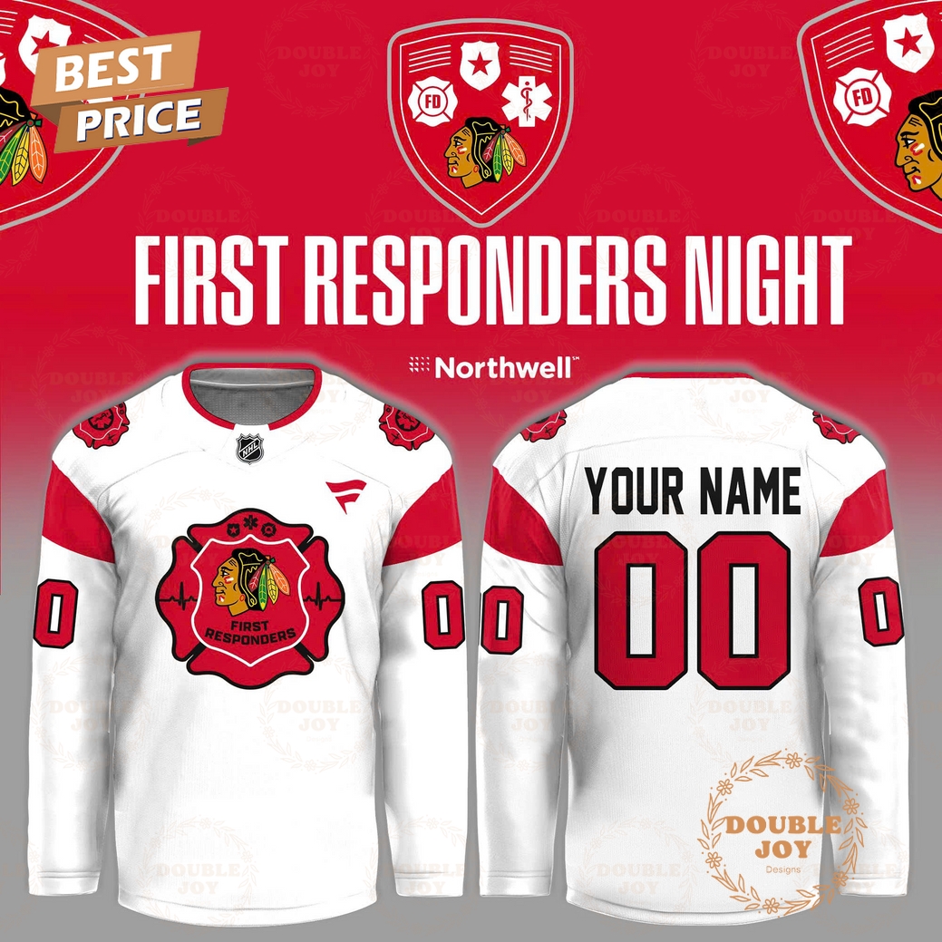 Chicago Blackhawks First Responders Night 2026 Custom Name Hockey Jersey Chicago Blackhawks First Responders Night 2026 Custom Name Hockey Jersey