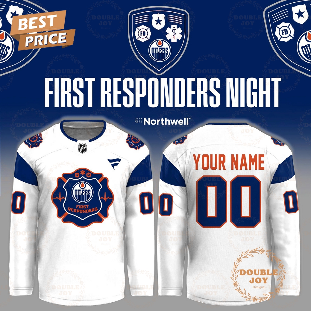 Edmonton Oilers First Responders Night 2026 Custom Name Hockey Jersey Edmonton Oilers First Responders Night 2026 Custom Name Hockey Jersey