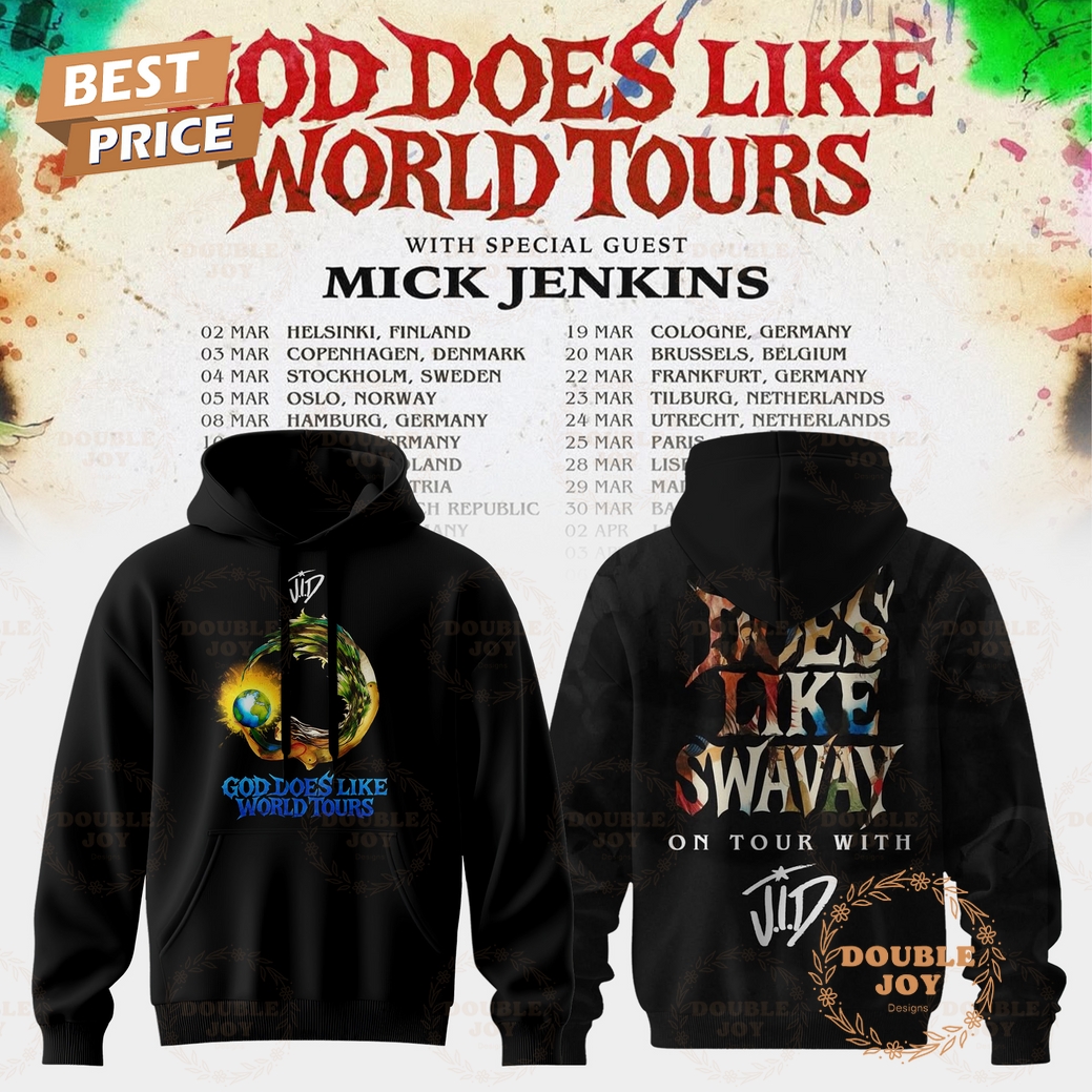 JID God Does Like World Tours 2026 Hoodie JID God Does Like World Tours 2026 Hoodie