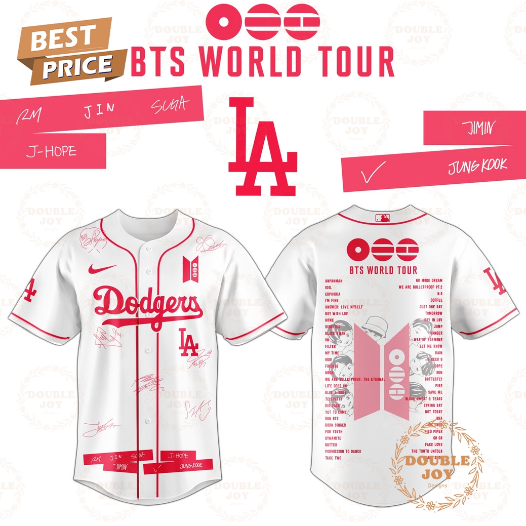 Los Angeles Dodgers x BTS World Tour 2026 Baseball Jersey Los Angeles Dodgers x BTS World Tour 2026 Baseball Jersey